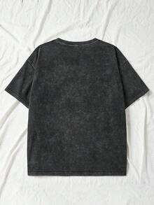 Camiseta de mujer de manga corta con cuello redondo y estampado de gato, de estilo casual, cómoda y holgada, con estilo retro callejero para uso diario, color negro de verano100% Cotton - Negro - Ver 2
