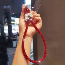 1 buah Tali Gantungan Ponsel Kristal dengan Hiasan Pita Berlian Imitasi, Aksesori Fashion Mewah untuk Wanita, Tali Gantung Ponsel yang Dapat Dilepas, Aksesori Fashion dengan Klip untuk Kamera CCD - Pita Mutiara - View 5
