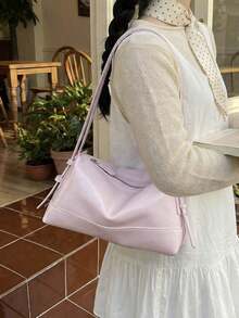New Fashion Square Underarm Solid Color Women's Handbag, Casual Chic Versatile Commuter Bag - Watermelon Pink - View 4