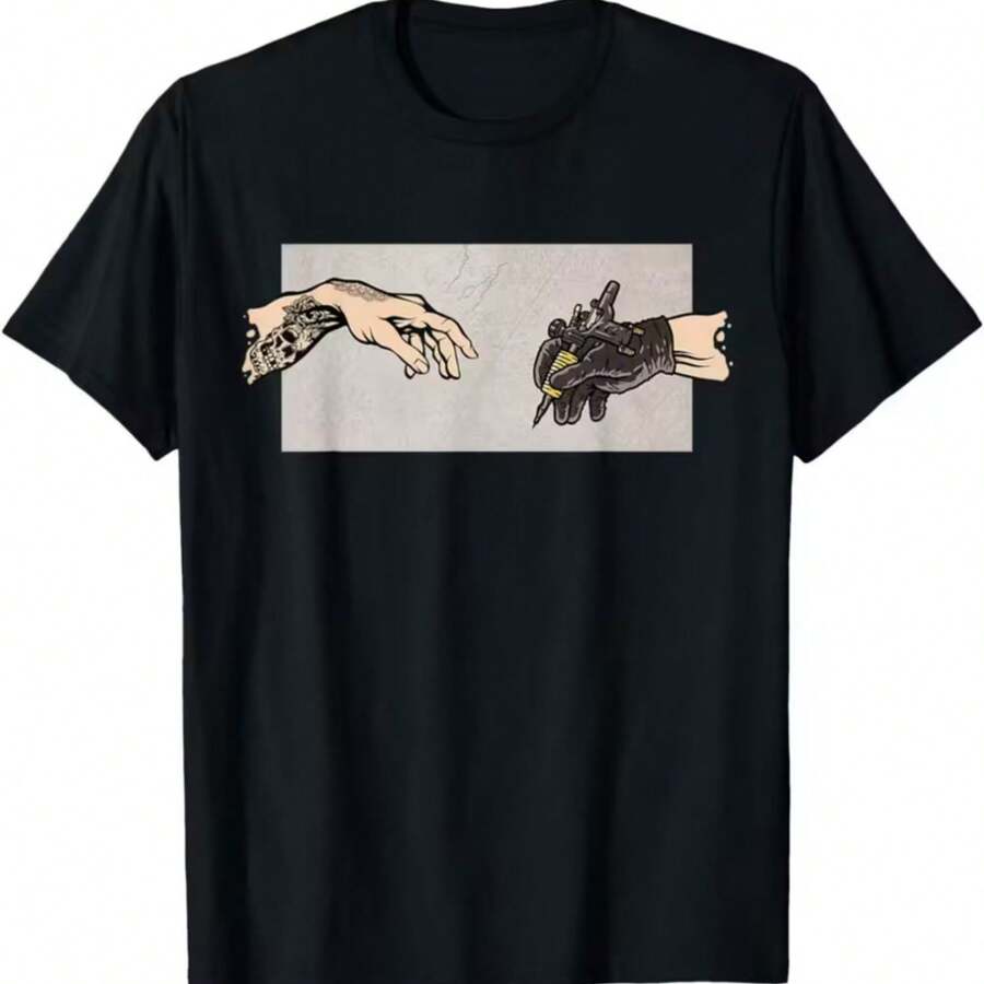 Printed T-Shirt For Men And Women - Black - View 1