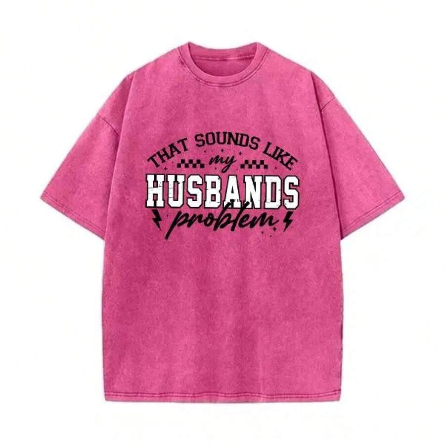 Camiseta Vintage con Humor Sarcástico 'El Problema de mi Marido', Esponjosa y Moderna, Camiseta Divertida para Parejas con Frases Graciosas, Clásica y Suave - TEE - Ver 1