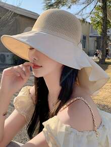 1 buah Topi Matahari Lipat, Topi Ember Bertepi Lebar untuk Wanita di Luar Ruangan, Topi Matahari Musim Panas Jaring Bernapas dengan Perlindungan UV, Cocok untuk Pemakaian Sehari-hari - A - View 8