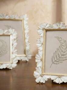 1pc White Resin Photo Frame With Gold Trim, 3D Daisy Flower Decor Picture Frame, Square Tabletop Display, Horizontal Or Vertical, Suitable For Home Decor And Photography - Multicolor - View 9