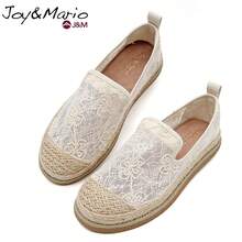 joy&mario 1 đôi giày bệt nữ kiểu espadrille, màu be, chất liệu ren đính sequin, thoáng khí, đế bằng sợi đay dệt, chống trơn trượt, nhẹ, thích hợp đi bộ, mang hàng ngày và mọi mùa - J&M - Màu be - Xem 5