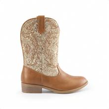 Cowgirl Cowboy Western Boots Girls Mid Calf Riding Shoes Little Kid/Big Kid - 金色/棕色 - 查看 4