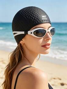 Unisex Waterproof Swimming Cap - High Elasticity, Ear Protection, Long Hair Coverage - Large Size Elastic Silicone Diving Cap, Silicone Swim Cap, High Elasticity, Thickened Design Suitable For Long And Short Hair, Keeps Hair Dry, Easy To Wear And Take Off, Suitable For Outdoor Water Sports, Durable Swimming Accessory - Perfect Choice For Valentine's Day And Carnival - Multicolor - View 2
