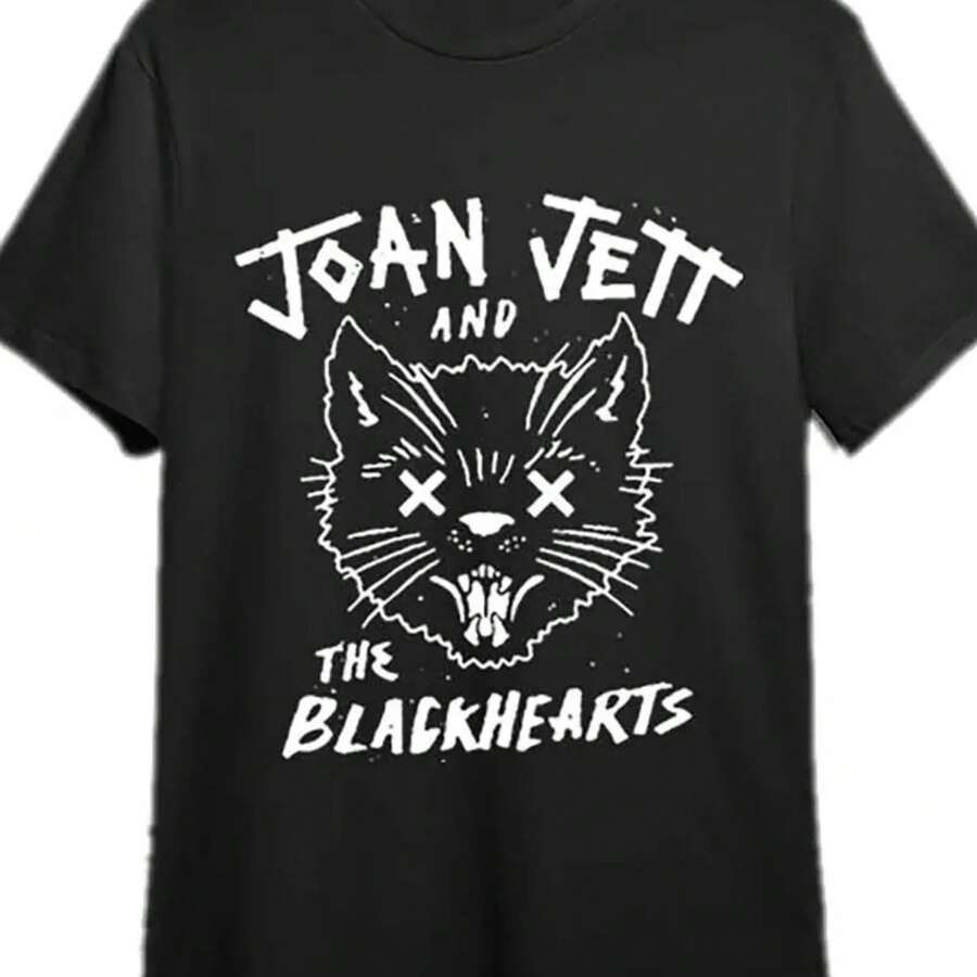 T-Shirt Inspired by Joan Jett & The clothes Hearts, Soft And Comfclothestable, Perfect fclothes Christmas And New Year'S Celeclothesions. - Negro - Ver 1