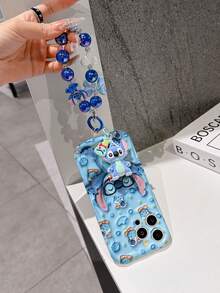 Disney Has Authorized, Phone Case - Chain Set, The Stitch Lilo & Stitch 3D Phone Case Plus A Silicone 3D Stitch Bracelet With Metallic Ring Removable Bracelet, Stitch And Angel Pattern, Compatible With Iphone17/16/15/14/13/12/11/XS/XR/X Plus Pro Max, A Stylish Cartoon Phone Case, The Perfect Gift Choice, Phone Protection, Durable Phone Cover, Great Gift For Friends And Family. - 白色 - 查看 3