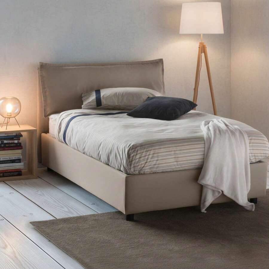 - Letto Piazza e Mezza, 135x205 cm Marrone Tortora, Sfoderabile Made in Italy - Grigio - Visualizzare 1