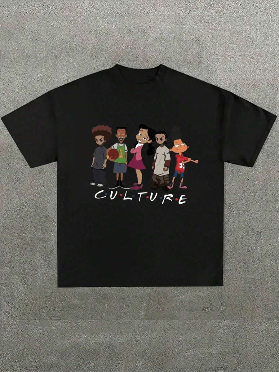 Camiseta informal con estampado de modaPlus Size Men's,The Proud Family Cartoon Character "Culture" Graphic Tee,(1 Pcs )100% Cotton Casual Printed T-Shirt,Crew Neck Short Sleeve,220g Cotton T-Shirt,Camisetas de verano para mujer,Camisetas de moda para hombre y mujer,blusas para mujer,La elección perfecta para tus atuendos de San Valentín,afiliado ,camiseta masculina con gráfico divertido,Artículos esenciales para el Mundial - Negro - Ver 1