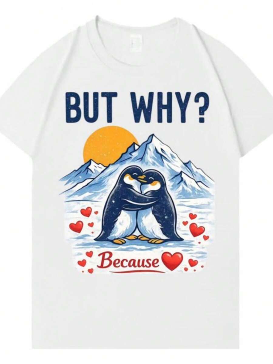Women's T-Shirts 2026 Funny Nihilist Penguin But Why Because Mens Women Hip Hop Tshrits Loose Gothic Clothing Casual Crewneck Short Sleeves Streetwear - 白色 - 查看 1