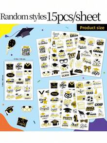 120pcs Graduation Stickers, 8 Sheets Creative Personalized Graduation Decorative Self-Adhesive Stickers, Graduation Gifts For Phone, Water Bottle, Notebook, Graduation Gift Labels, Suitable For High School And College Graduates, Graduation Ceremony Decorative Stickers - Multiple Styles - View 3