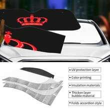 1pc Interesting Windshield Sunshade, Universal Fit For Car/SUV/RV/Truck Front Window, Foldable Sun Visor To Keep Vehicle Cool, UV & Heat Reflective, Upgraded Reinforced - Crown - View 6