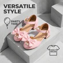 1 Paar modische, vielseitige Mädchen Plateau High Heel Sandalen, verstellbares Schnürsystem, süßer Prinzessinnenstil, geeignet für den täglichen Gebrauch und Urlaub - Pink - Übersicht 5