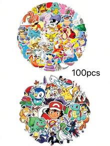 pokemon 50/150 miếng dán Pokémon, hình hoạt hình, tự làm tranh vẽ graffiti, thích hợp cho máy tính xách tay, điện thoại di động, sổ tay, tiệc sinh nhật và các dịp khác, quà tặng sinh nhật. - Nhiều màu - Xem 5