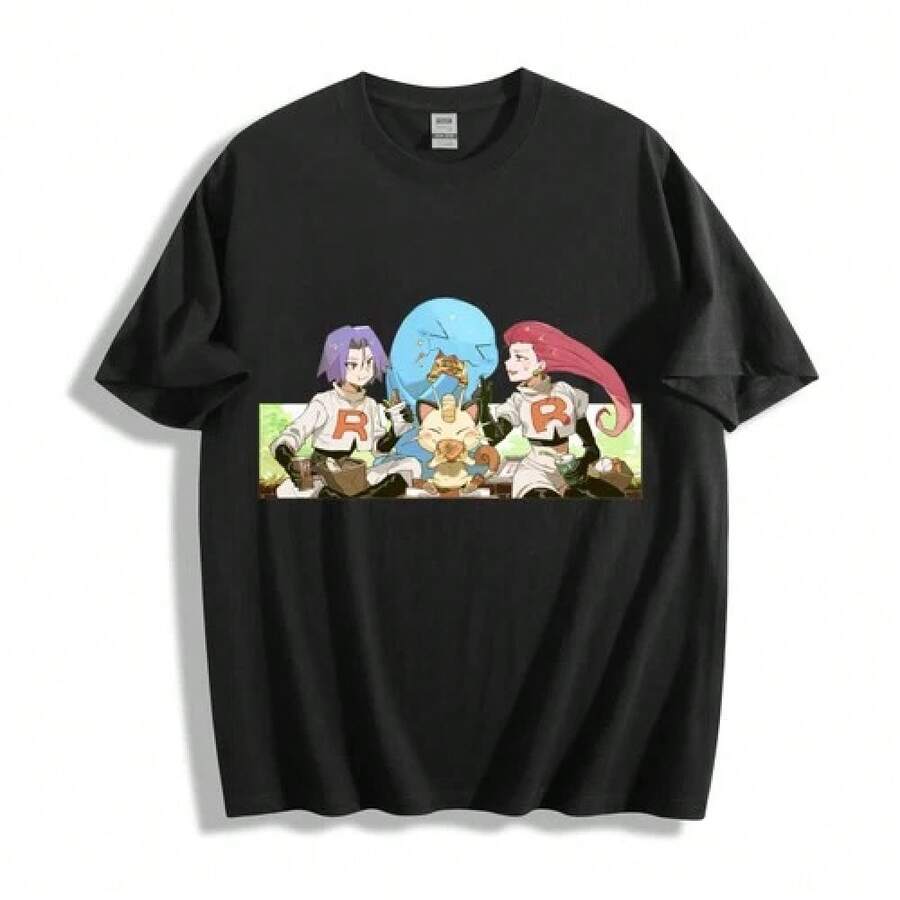 Unisex T-shirt Team Rocket Picnic T-shirt Unisex Casual Retro Grafisk T-shirt herr-t-shirts herrkläder herrset herr-t-shirt herrartiklar vardagsklänningar för kvinnor damset eleganta blusar dam-t-shirts damklänning - Svart - Visa 1