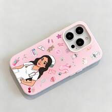 Pegatinas con temática médica de dibujos animados de enfermeras rosas.funda de teléfono Fundas compatibles con ,Apple,VIVO,OPPO,,, y Honor.Fabricadas en silicona TPU,ofrecen protección contra golpes y caídas. - Rosa - Ver 6