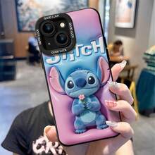 Disney Lilo & Stitch Phone Case, Flower Stitch Protective Cover. Compatible With IPhone 17, 16, 15, 14, 13, 12, 11 Pro Series And Galaxy S22, S23, S24, S25 Models, Featuring Plush-Style Stitch Holding A Pink Flower, Set Against A Pink-To-Blue Gradient Background With "Disney Stitch" Text, Perfect For Fans Of The Hawaiian Alien, Ideal For Birthdays, Holidays, Anniversaries, Graduation Gifts, Or Any Special Occasion To Surprise Family, Friends, Classmates, And Loved Ones. - 白色 - 查看 5