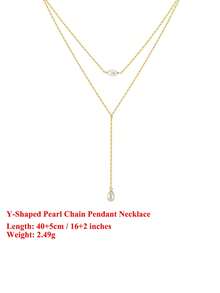 ORSA JEWELS 1件 925純銀 14K金 Y型珍珠鏈吊墜項鍊，天然珠寶，適合女性、男性，婚禮派對宴會禮物，生日 - BQN27 - 查看 8