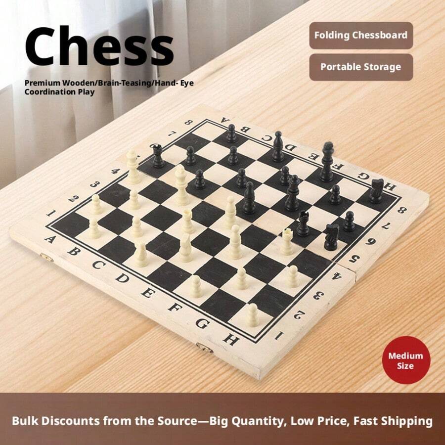 大型国际象棋棋盘，培养战略思维，三合一国际象棋、跳棋、西洋双陆棋，可折叠棋盘，成人木制棋盘游戏，国际象棋、跳棋、西洋双陆棋，培养战略思维，木制国际象棋套装，木制棋盘游戏，最佳新年礼物，11.8 英寸（30 厘米）