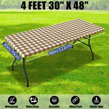 Picnic Table Cloth 2 Packs, Waterproof Elastic Fitted Tablecloths For 4 6 8FT Rectangle Tables, Washable Polyester Buffalo Plaid Tablecloth For Camping, Dining & Outdoor - Multicolor - View 10