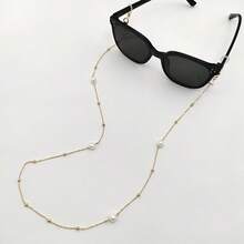 1pc Natural Freshwater Pearl Minimalist Fashion Eyeglasses Chain, Mask Chain, Bracelet, Necklace Pendant Accessory Chain, Essential Summer Item For Beach, Wedding, Travel And Daily Wear, Suitable For All, Also Ideal For Easter, Theme Party, April Fool's Day, Stage Performance, Thanksgiving, Halloween, Christmas, New Year, Best Birthday Gift For Couples Or Friends - Gold - View 8