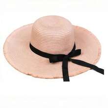 1pc Personalized Woven Sun Hat With Embroidered Ribbon, Custom Wide Brim Beach Hat, Personalized Item, Can Be Customized, Single Party/Bridal Shower Gift, Bridal Accessories, Groomsman Gift, Bridesmaid Proposal Gift, Bridal Party And Bachelorette Gift, Mother's Day Gift, Teacher's Day Gift, Gift For Her, Women's Gift, Suitable For Beach, Travel Essential, Travel, Summer, Women's Beach Accessory - Multicolor - View 13