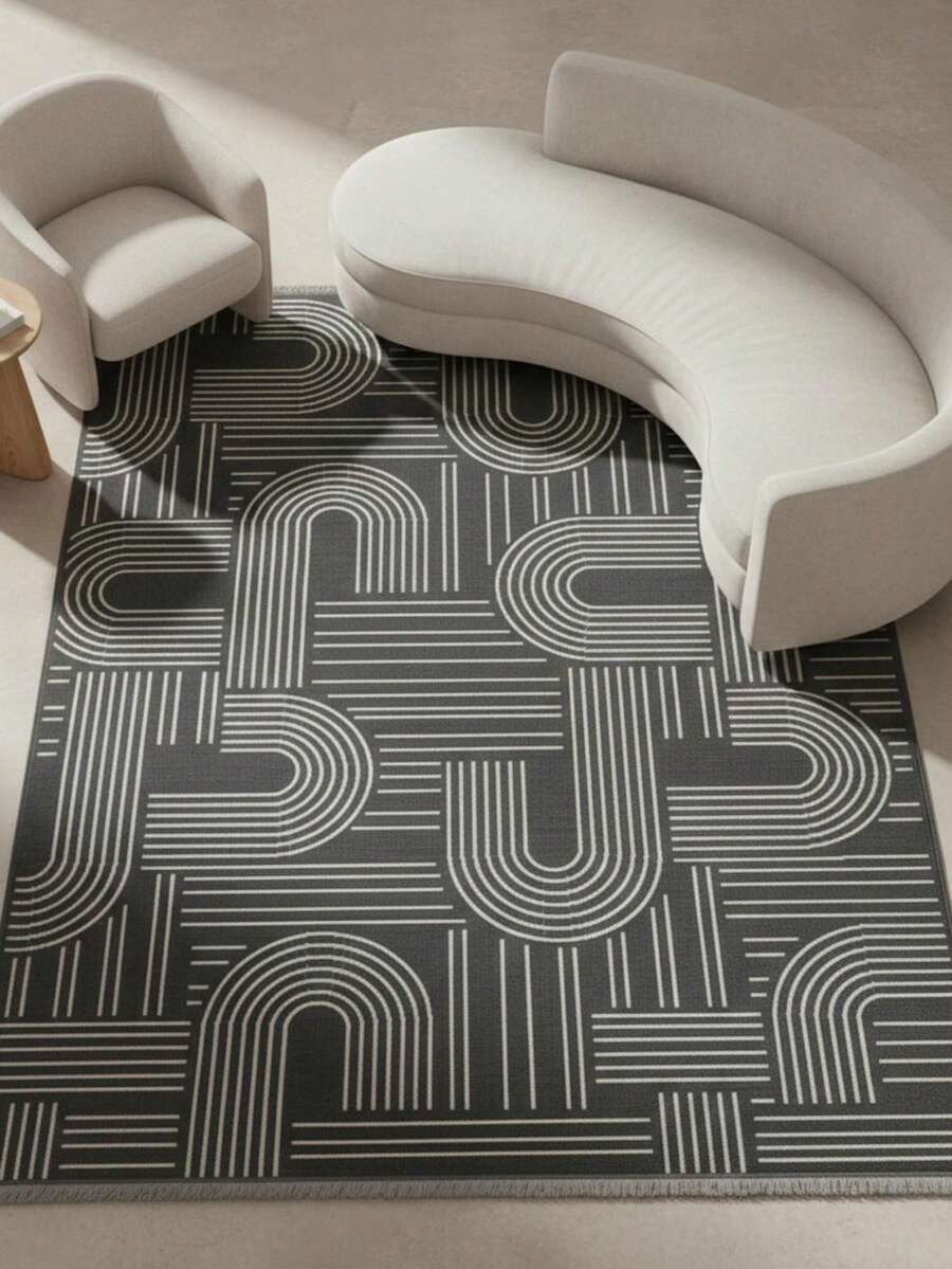 Modena Scandinavian Washable Chenille Rug With Fringes, Non-Slip Backing For Hallway, Living Room - Army Green - View 1