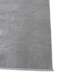 Modena Scandinavian Washable Chenille Rug With Fringes, Non-Slip Backing For Hallway, Living Room - Dark Grey - View 8