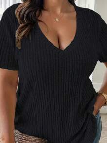 Camisa de mujer de unicolor, versátil y casual para uso diario - Negro - Ver 2