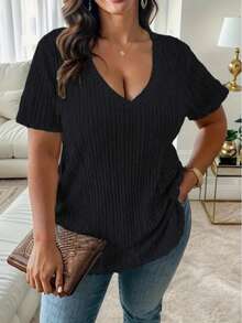 Camisa de mujer de unicolor, versátil y casual para uso diario - Negro - Ver 3