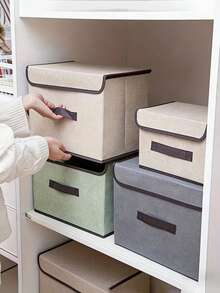 1PC/2PCS Foldable Storage Box With Lid, Large Capacity Fabric Storage Bin, Dustproof Closet Organizer, Wardrobe Storage Container For Clothes, Toys, Books, Underwear, Socks, Bedroom Living Room Office Home Organization - Multicolor - View 8