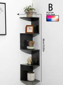 Multi-Layer Corner Shelf, Floating Corner Shelf, Wall-Mounted Storage Organizer Rack, Made Of PVC Material, Easy To Assemble, Multi-Layer Wall-Mounted Shelf, Suitable For Bedroom, Bathroom, Kitchen, Office, Living Room, Bookshelf (1 Piece) - Black - View 14