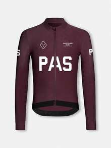 PAS CYCLING Áo đạp xe unisex (kiểu dáng ôm sát), thoáng khí, nhanh khô, cổ đứng, tay dài, phù hợp cho xe đạp leo núi và xe đạp đường trường, thiết kế chống tia UV với 3 túi và 1 túi khóa kéo, áo đạp xe tay dài in chữ PAS với hiệu suất và sự thoải mái tuyệt vời khi chơi thể thao. - Đỏ - Xem 1