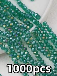 200pcs 3mm Flat Oval AB Color Glass Crystal Beads, Suitable For DIY Handmade Fashion Bracelet Necklace Jewelry Making Accessories - Multicolor - View 34