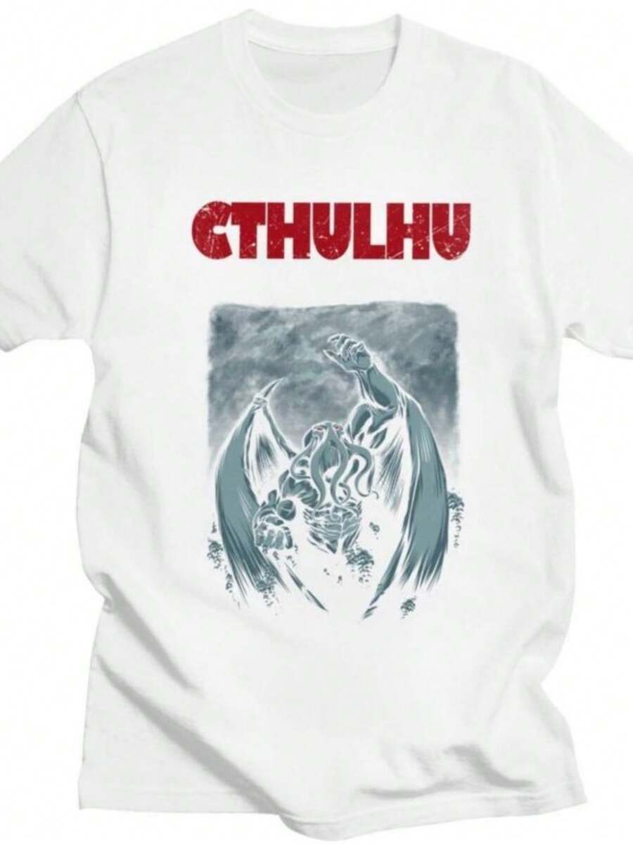 Women's T-Shirts 2026 Custom Parody Cthulhu Lovecraft Tshirt For Men Women Short Sleeve T Shirt Horror Movie T-Shirt Loose Fit 100 Cotton Tees Gift Idea - 白色 - 查看 1