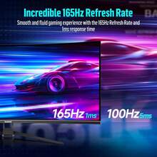 Gawfolk 34 Inch Black Ultra Wide Curved Gaming Monitor, WQHD 165Hz 1500R PC Monitor, 1ms MPRT 128% SRGB Bezel-Less Computer Display, PIP PBP Supported Monitor Gaming Screen, DP Port & Tilt Adjustable, Wall Mountable Design, Applicable For PC Computer, PC Gaming, TV Viewing, Office Work And Multimedia Entertainment, Multiple Sizes Optional - UK Plug(220-240V) - View 5