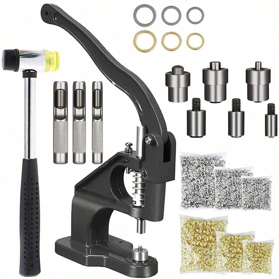Professionelles Ösenzangen-Set, Ösenpresse, Nietpresse, Druckknopfpresse, Ösenstanze Mit 1500 Ösen (Innendurchmesser 6 Mm, 10 Mm, 12 Mm), Ideale Ösenzange Für Stoffe, Planen Und Sonnensegel - A - Übersicht 1