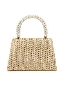 Straw Beach Envelope Design Party/Wedding Clutch Bag, Women Handbag With Chain Shoulder Strap, Velvet Fashion Wallet - Gold - View 7