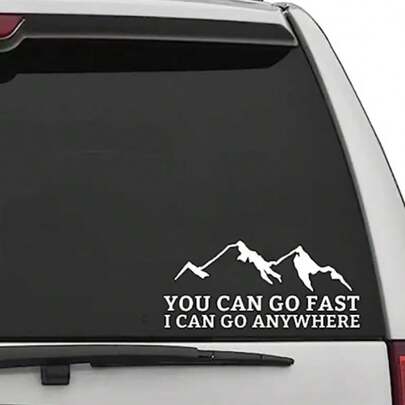 "You Can Go Anywhere As Long As I Can." Mountain-Themed Sticker For Car Windows, Fun Bumper Stickers, Suitable For Cars, Trucks, Truck Accessories, Car Decorations, Fun Designs, Humorous Stickers, Durable Vinyl, Long-Lasting Adhesive, Removable Stickers, Car Stickers."