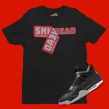 Camiseta con pegatinas Sneakerhead a juego con Airs Jordans 4 Bred Reimagined, camiseta Retro 4s, camisa AJ4, regalos Sneakerhead - forma - Ver 1