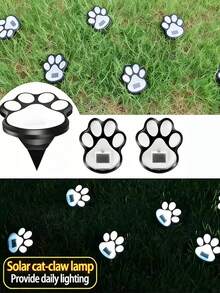 8/4pcs Outdoor Waterproof Solar Cat Paw Ground Lights - Light Control Automatic - White Light/Warm Light Optional - Suitable For Garden, Lawn, Patio, Path, Yard, Villa Exterior And General Pet Theme Landscapes - Solar-powered Cat Paw Lamp - View 1