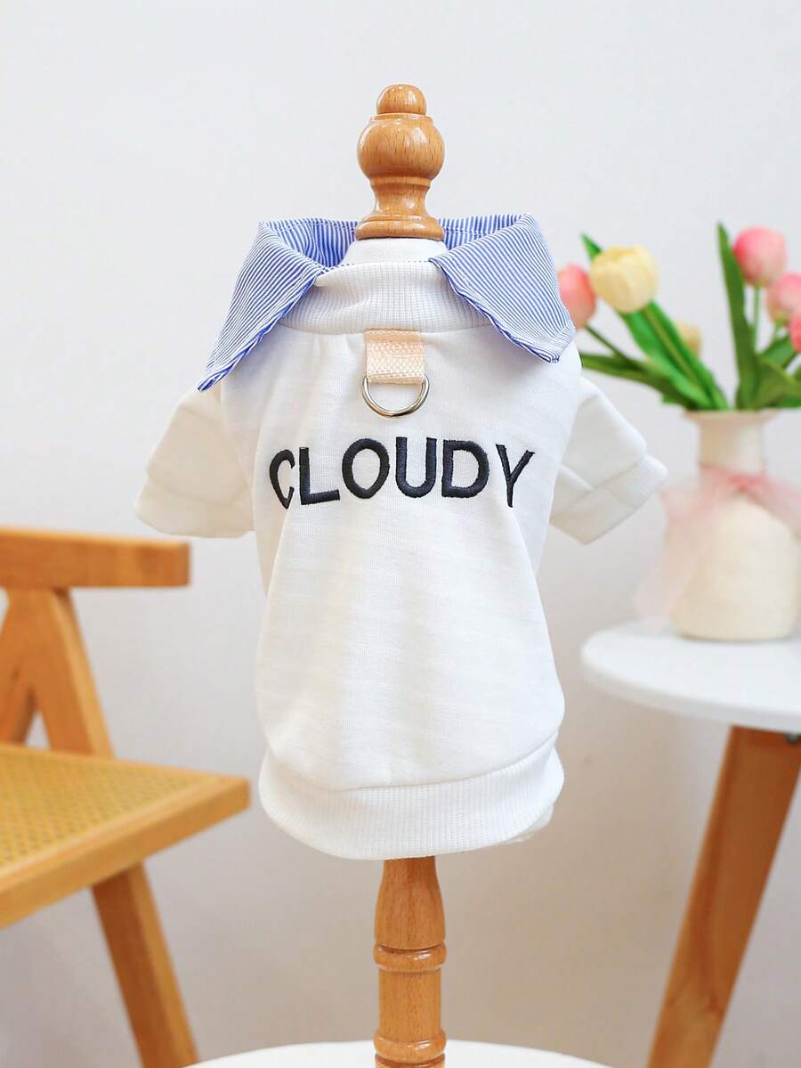 1件宠物衣服,狗狗/猫咪服装,小型犬可爱套装,舒适刺绣卫衣系列,白色 - 彩色 - 查看 1