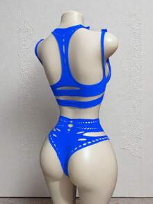 New Style Hot Women Breastless Crotchless Sexy Lingerie Erotic Babydoll Tights Open Bra Porn Desire Underwear - 藍色 - 查看 6