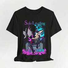 "Upgrade Alone" Anime T-Shirt, Exquisite Design | Summer Essential | Easy To Match, Highlighting Your Style [Matching Family T-Shirts] Y2k Summer T-Shirt Shirt - Hitam - View 7