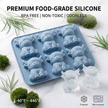 6件套迷你高地牛硅胶模具，含托盘，适用于饮料、派对和礼品 - 彩色 - 查看 5