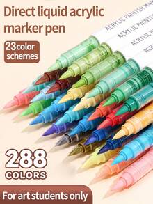 Languo 9/96/192/207/240/288 Colors Acrylic Paint Marker Set, Soft Tip Painting Pens, Quick Drying And Fade-Resistant, Suitable For Painting, Illustration, Handicrafts, School Coloring Books And Other DIY Projects, Applicable To Paper, Fabric, Wood, Stone, Plastic, Glass, Ceramic, Pumpkin, Metal, Etc., Suitable For Easter, Thanksgiving, Halloween, Christmas Gifts - Multicolor - View 4