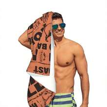 1pc Traeger BBQ Smoker Butcher Pattern Microfiber Beach Towel – Quick Dry, Absorbent, Soft & Lightweight Outdoor Travel, Camping, And Seaside Vacations, Modern Style With Bold  Design, Camping Gear - 60*30吋(156*77公分) - 查看 6