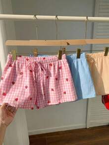 3 pantalones cortos sueltos y casuales con cintura de atar para mujer - Multicolor 11 - Ver 4