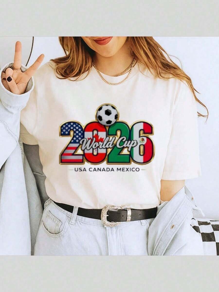 Camiseta de la Copa Mundial 2026, Estados Unidos, Canadá, México, Camiseta para Fanáticos del Fútbol 2026, Regalo para Amantes del Fútbol - Negro - Ver 1